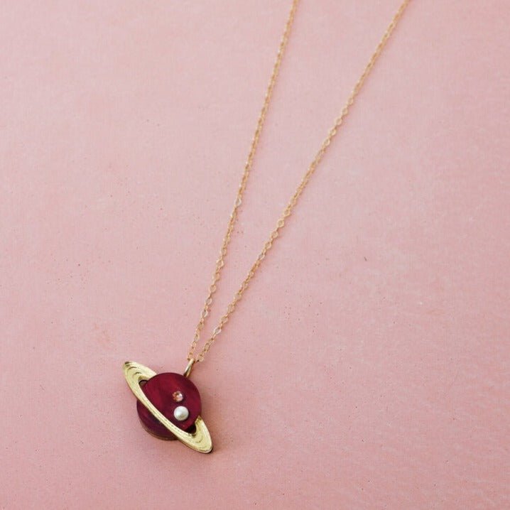 Saturn Gold Necklace - R1301N - Uneeka