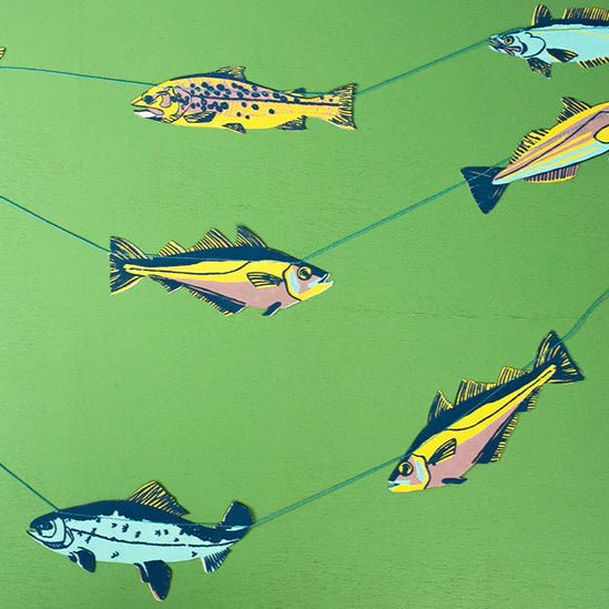 Screen Printed Fish Garland - FISHGARLAND - Uneeka