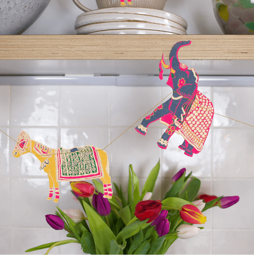 Screen Printed Indian Animal Menagerie Garland - INDIAGARLAND - Uneeka