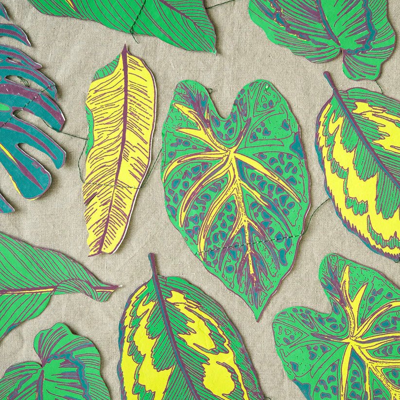 Screen Printed Leaf Garland - LEAFGARLAND - Uneeka