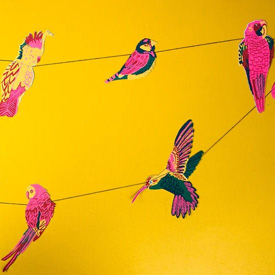 Screen Printed Tropical Birds Garland - TROPICALBIRDSGARLAND - Uneeka