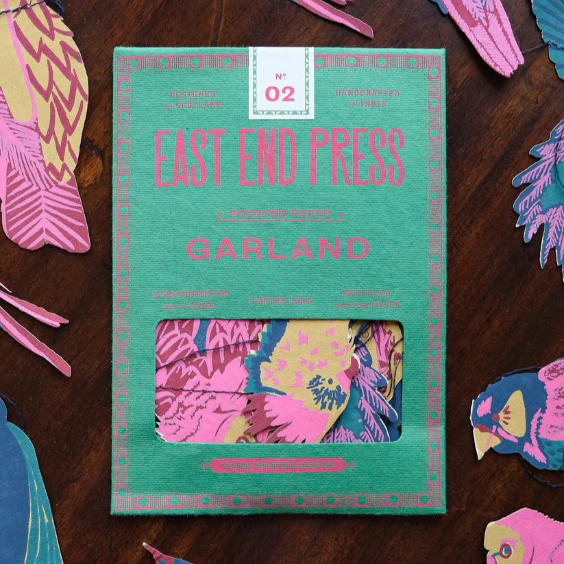 Screen Printed Tropical Birds Garland - TROPICALBIRDSGARLAND - Uneeka