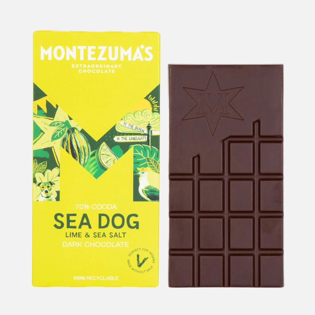 Sea Dog Vegan Lime and Sea Salt Dark Chocolate Bar - MZ1537 - Uneeka