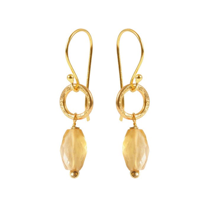 Semi - Precious Stone Gold Plated Gita Earrings - Gita Earrings Citrine - Uneeka