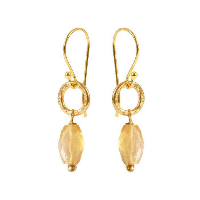 Semi - Precious Stone Gold Plated Gita Earrings - Gita Earrings Citrine - Uneeka