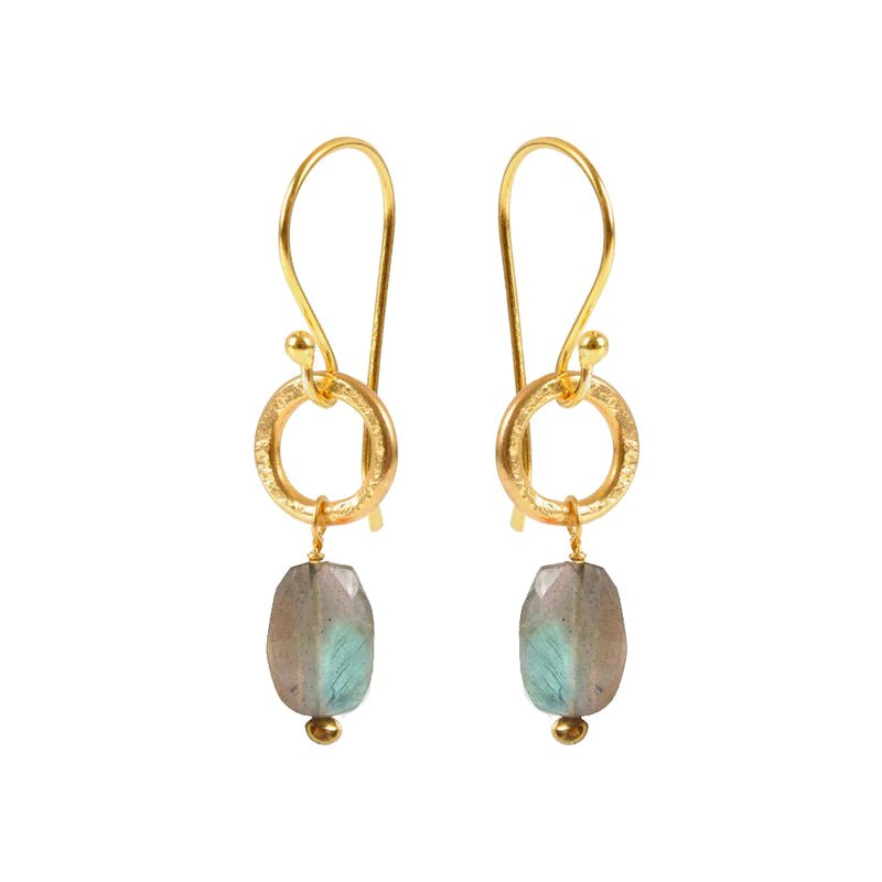 Semi - Precious Stone Gold Plated Gita Earrings - Gita Earrings Labradorite - Uneeka