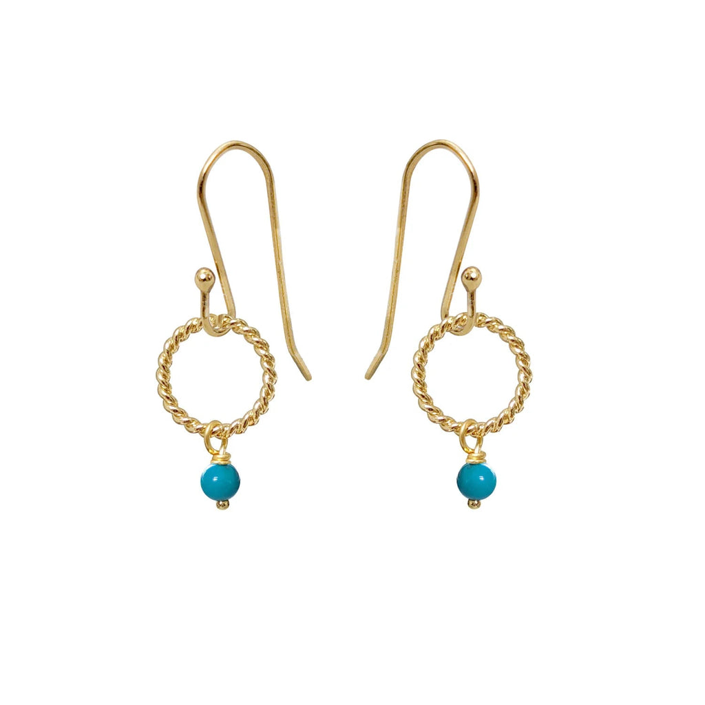 Semi - Precious Turquoise Gold Earrings - ALEXIS TURQUOISE EARRINGS - Uneeka