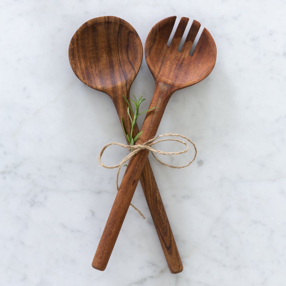 Set Of 2 Acacia Wood Salad Servers - VIN23460 - Uneeka
