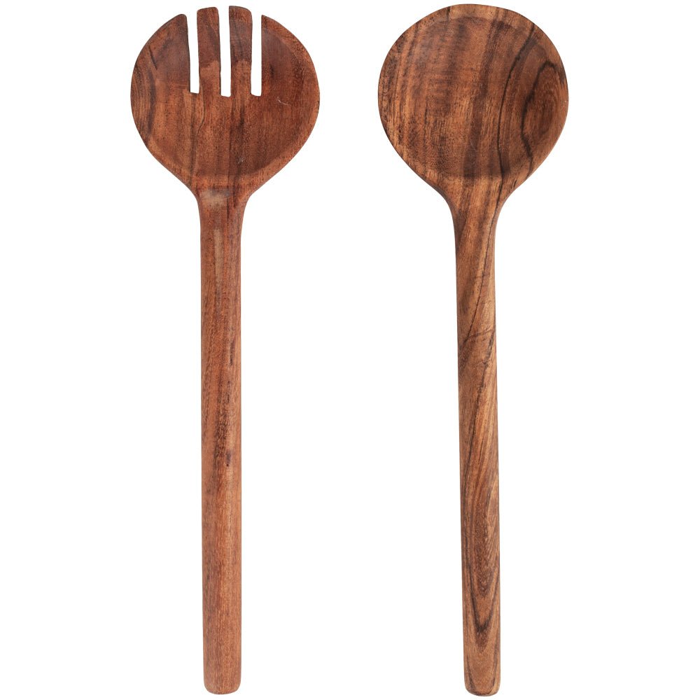 Set Of 2 Acacia Wood Salad Servers - VIN23460 - Uneeka