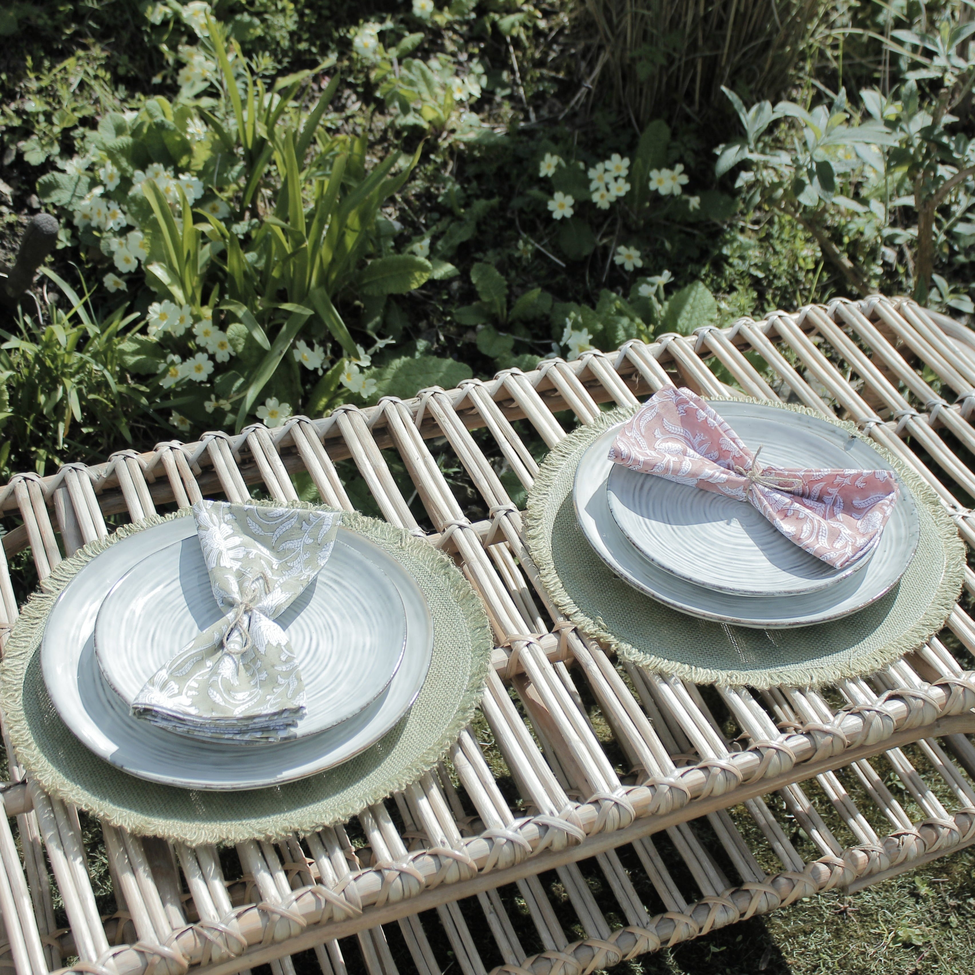 Set Of 2 Hand Block Cotton Napkins - JHE16O - Uneeka