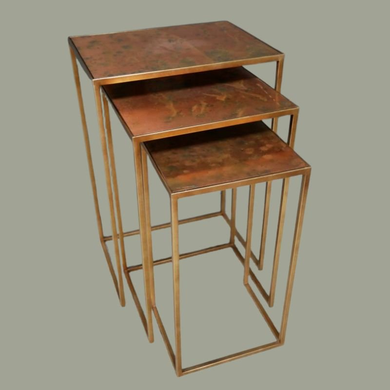 Set of 3 Copper Nest Tables - 6606 - Uneeka