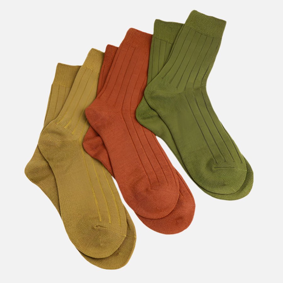 Set of 3 Ribbed Autumnal Socks - 20152 - Uneeka