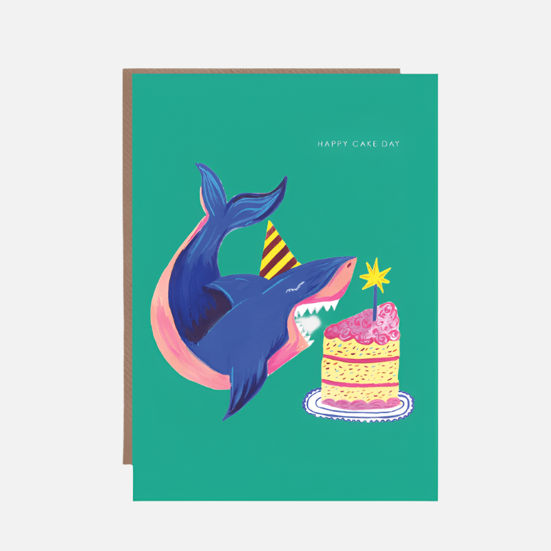 Shark With Cake Greetings Card - HCWB440 - Uneeka