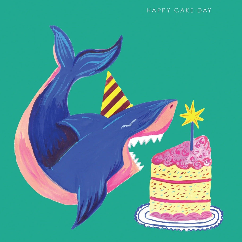 Shark With Cake Greetings Card - HCWB440 - Uneeka