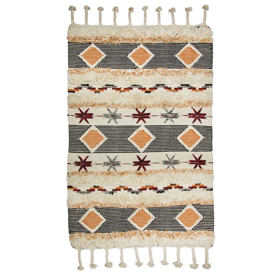Shath Diamond Motif Rug With Chunky Tassels - R18546 - Uneeka