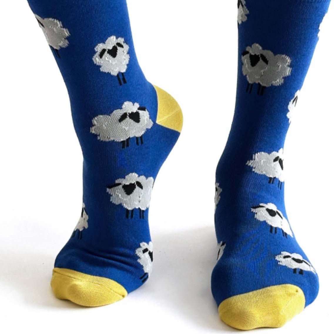 Sheep Patterned Bamboo Socks - SPM991 - DARKBLUE - Uneeka