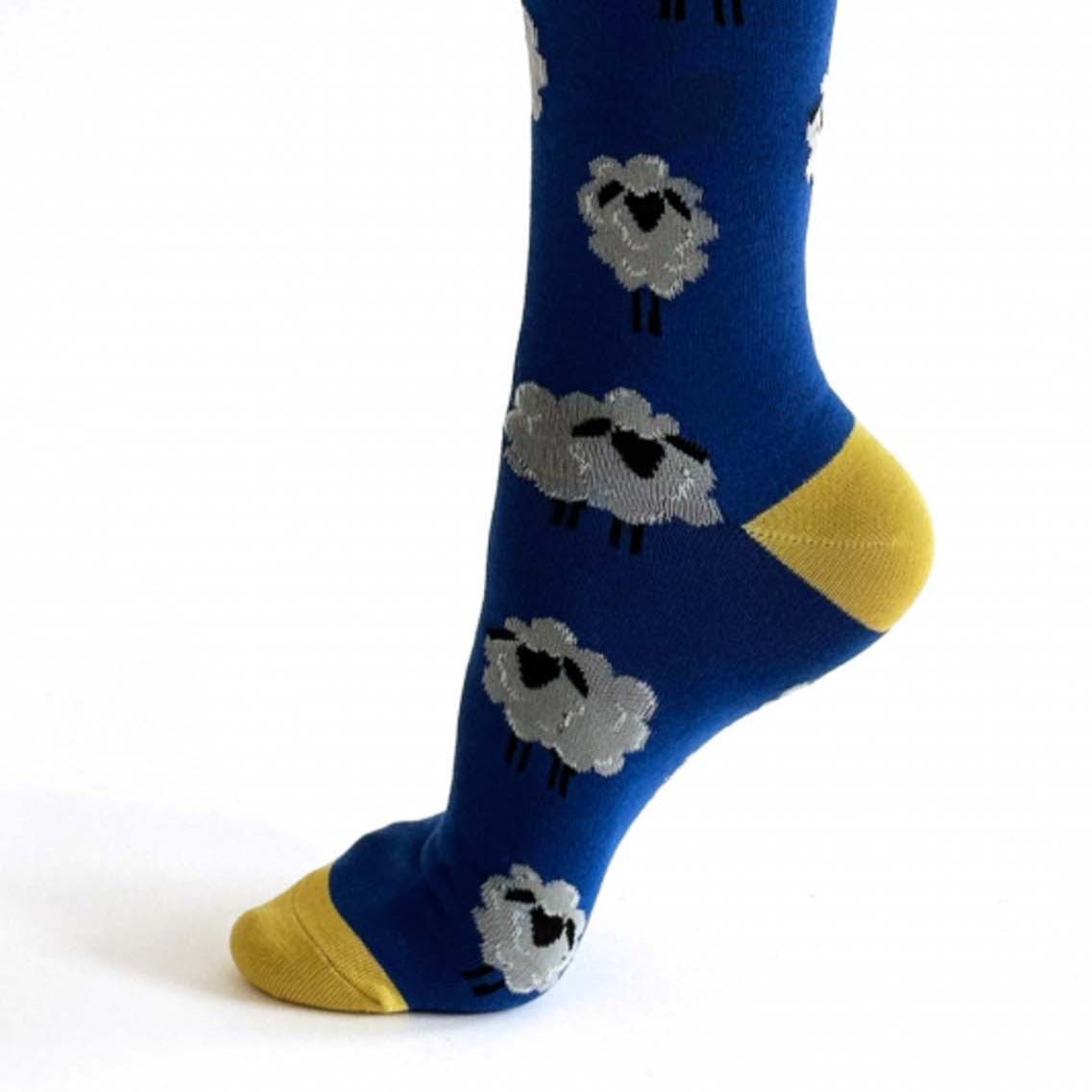 Sheep Patterned Bamboo Socks - SPM991 - DARKBLUE - Uneeka