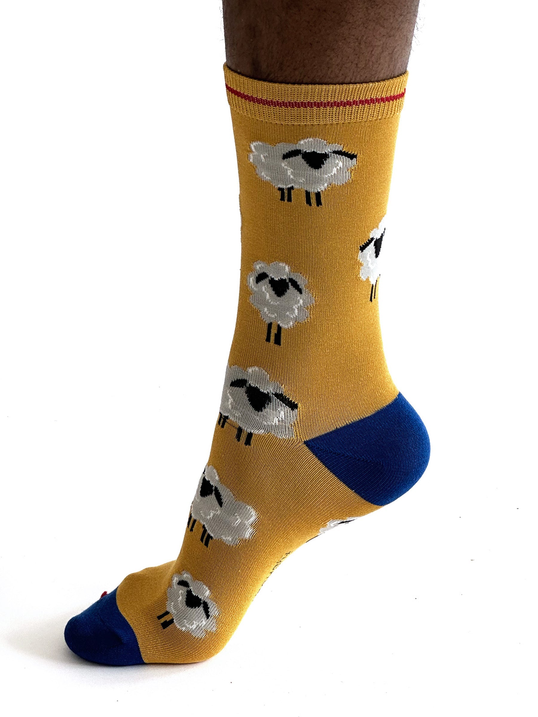Sheep Patterned Bamboo Socks - SPM991 - YELLOW - Uneeka