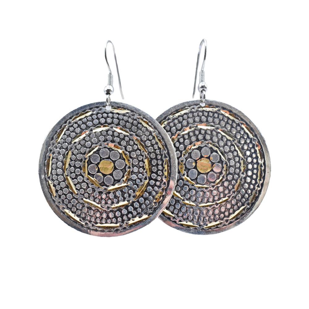 Silver Colour Dot Pattern Disc Earrings - TARE2405 - Uneeka