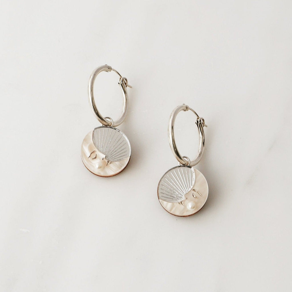 Silver Crescent Moon Hoops - R0102E - Uneeka