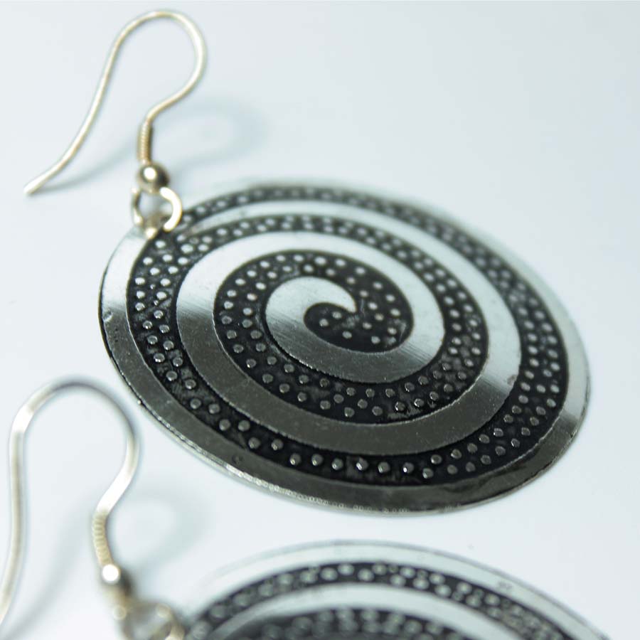 Silver Dome Earrings with Spiral - TAR7863A - Uneeka