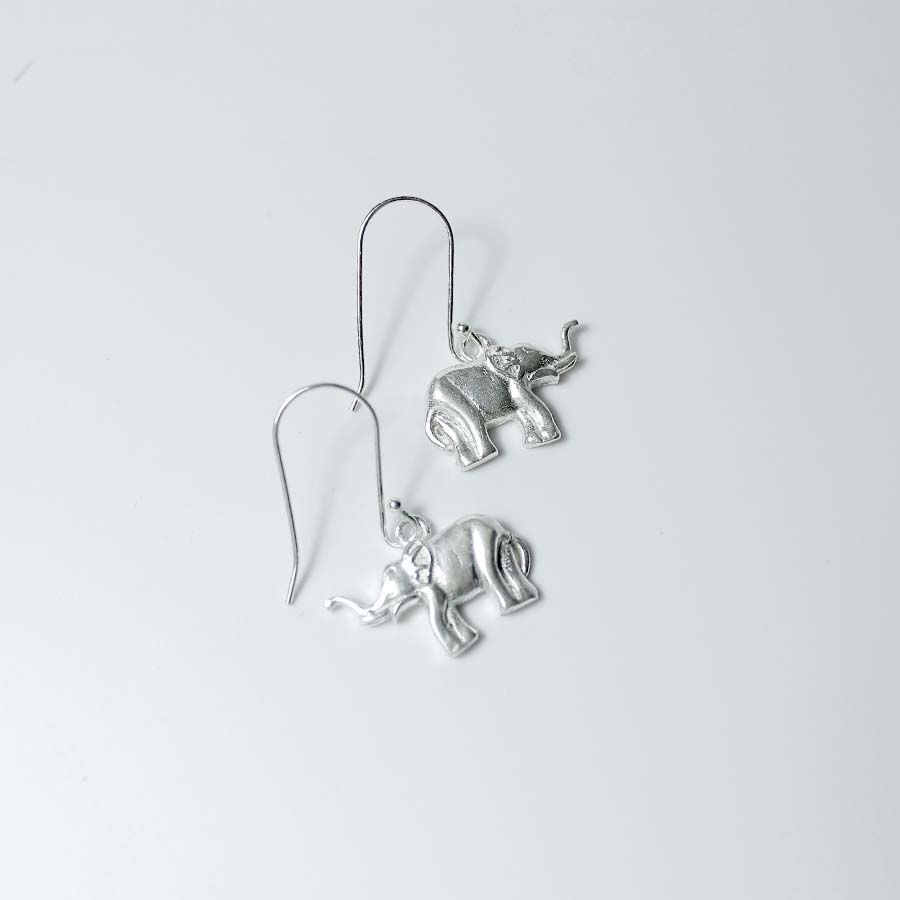 Silver Finish Elephant Earrings - ER1S - Uneeka