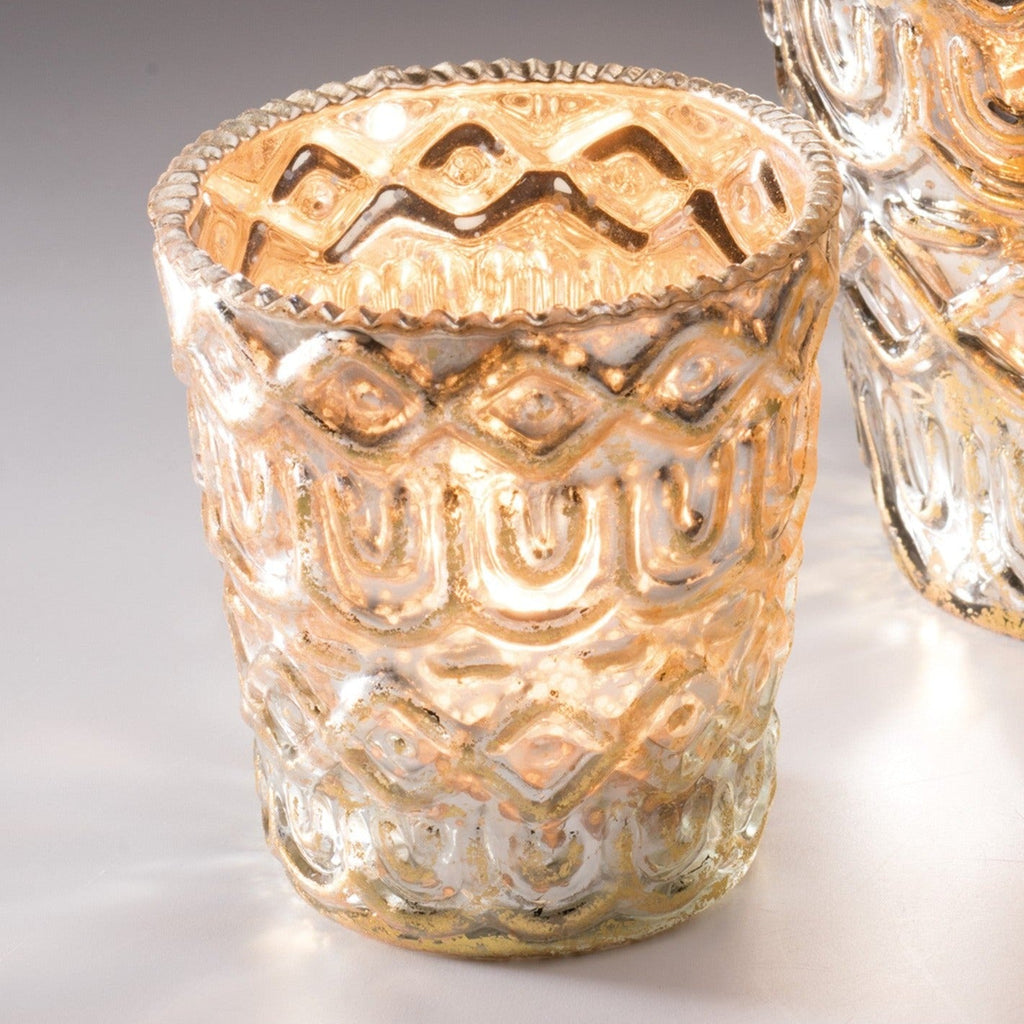 Silver & Gold Foil Glass Tealight Holder - TL135 - Uneeka