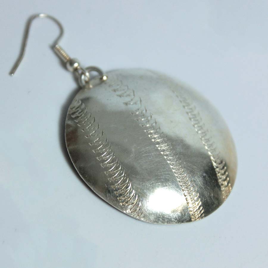 Etched Silver Plate Large Circle Earrings - JEMS7 - Uneeka