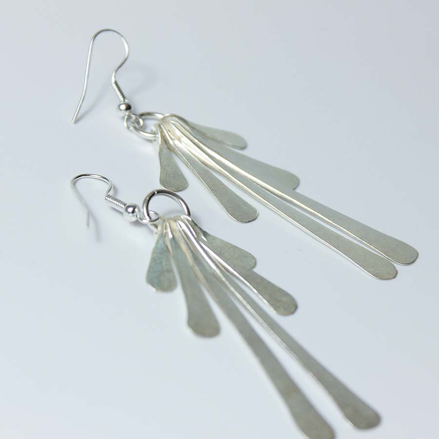 Silver Plate Six Petal Earrings - JELS3 - Uneeka