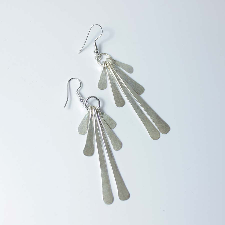 Silver Plate Six Petal Earrings - JELS3 - Uneeka