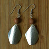 Silver Plate Soft Triangle & Wood Bead Earrings - JEMS14 - Uneeka