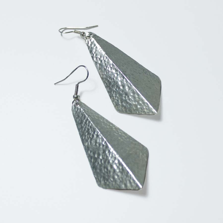 Silver Plated 3D Large Triangle Earrings - JELS8 - Uneeka