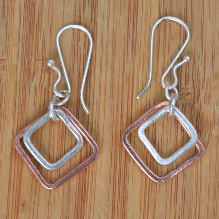 Silver Plated And Copper Diamond Shape Earrings - JEMS2 - Uneeka