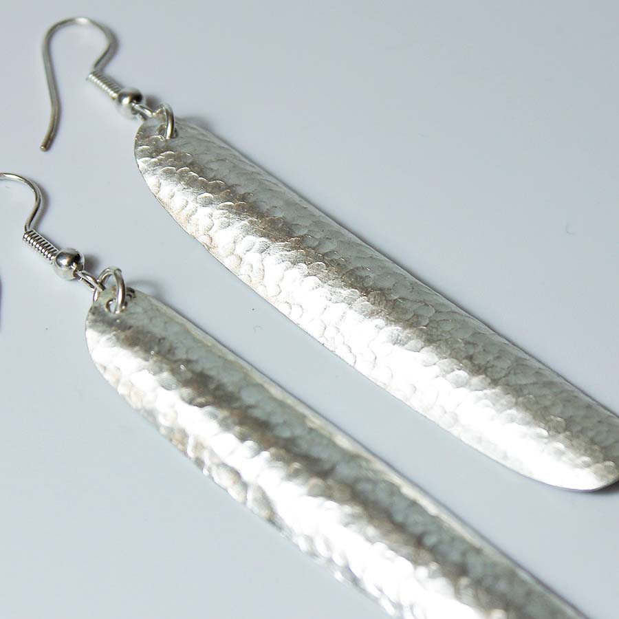 Silver Plated Long Slim Leaf Earrings - JEMS4 - Uneeka