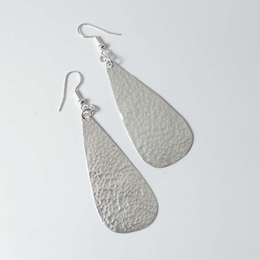 Silver Plated Long Softened Triangle Earrings - JEMS37 - Uneeka