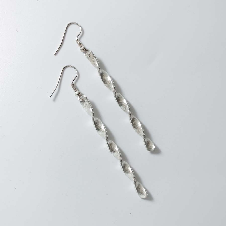 Silver Plated Long Twisted Earrings - JEMS36 - Uneeka
