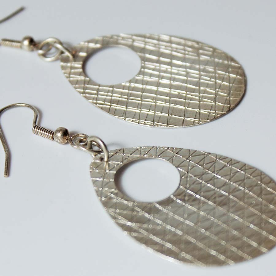 Silver Plated Oval Earrings with Hole - JEMS41 - Uneeka