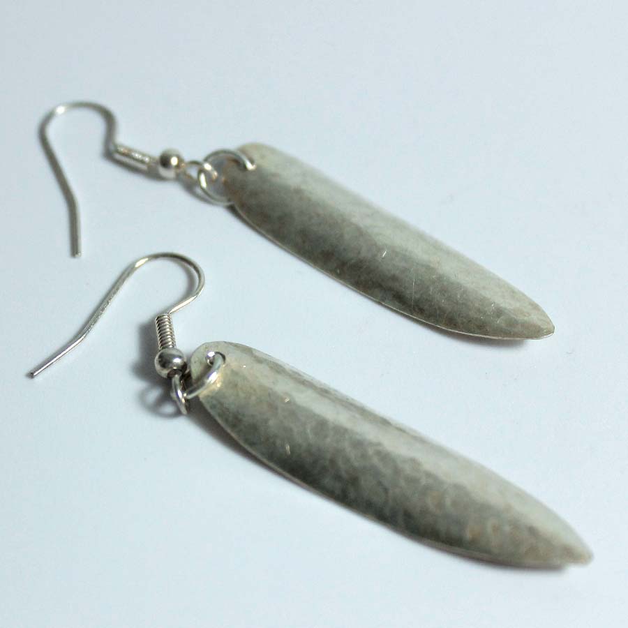 Silver Plated Petite Slim Leaf Earrings - JEMS32 - Uneeka