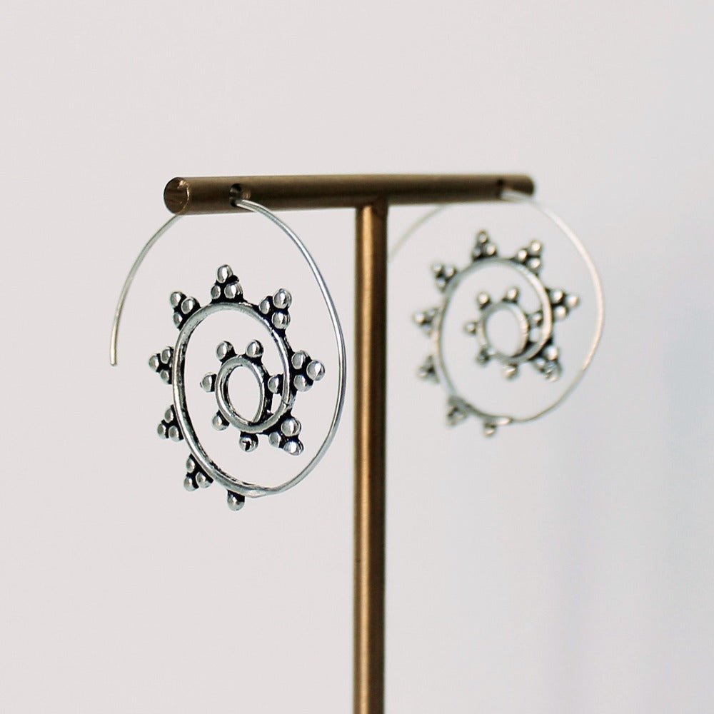 Silver Plated Spiral Hoop Earrings - ER540 - A - Uneeka