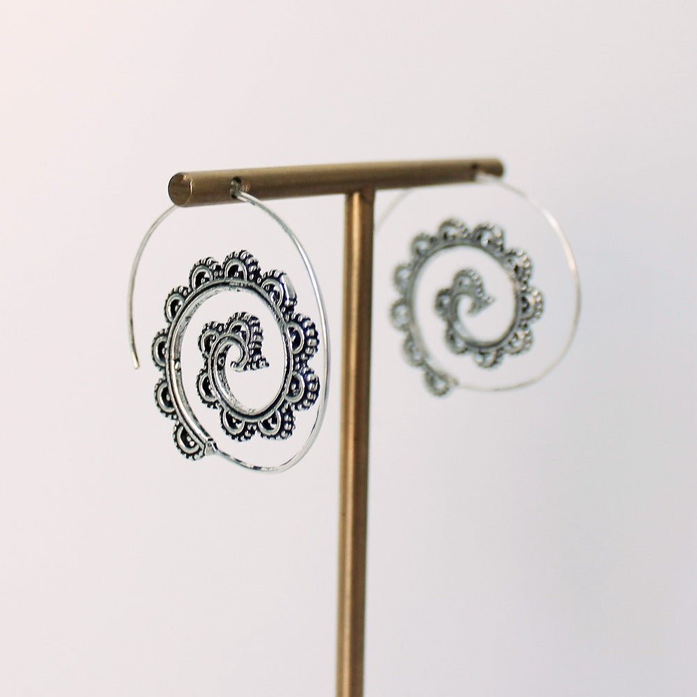 Silver Plated Spiral Hoop Earrings - ER540 - B - Uneeka