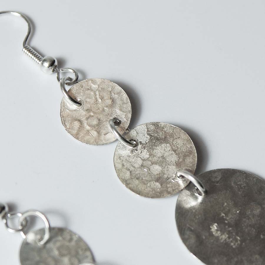 Hammered Silver Plated Three Coin Earrings - Handmade & Ethical Jewellery - JEBS1 - Uneeka