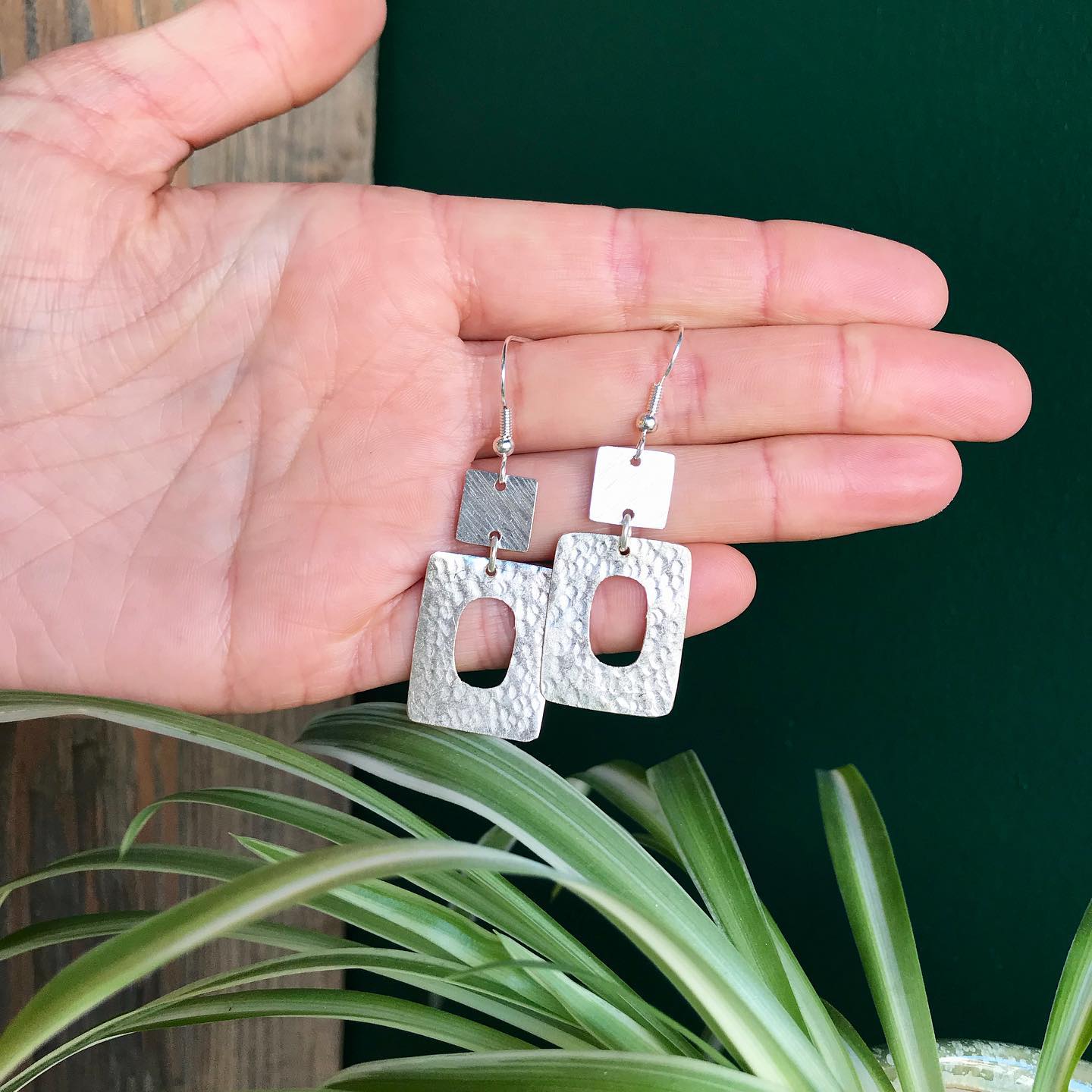 Silver Plated Two Squares Earrings - JEMS63 - Uneeka