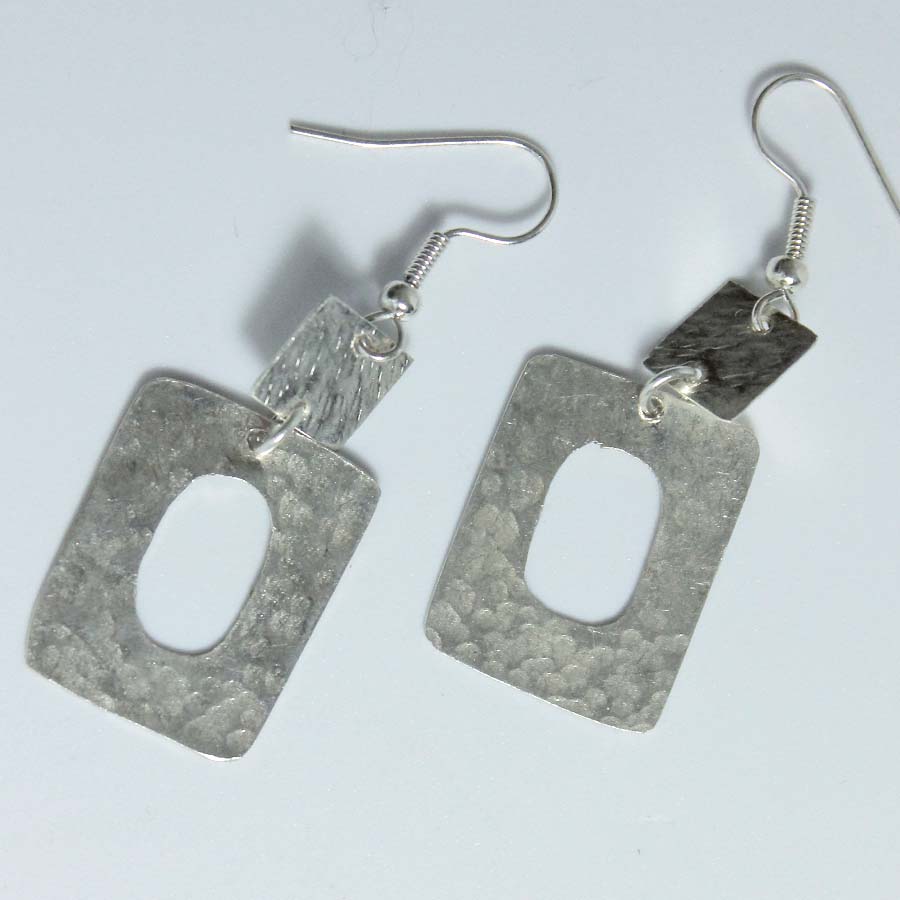 Silver Plated Two Squares Earrings - JEMS63 - Uneeka