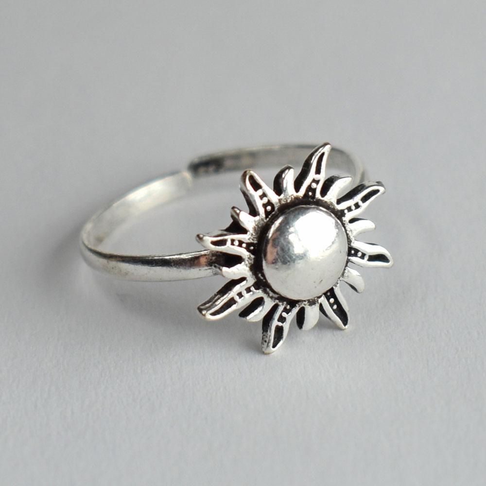 Silver Sun Motif Ring - ASH2823 - Uneeka