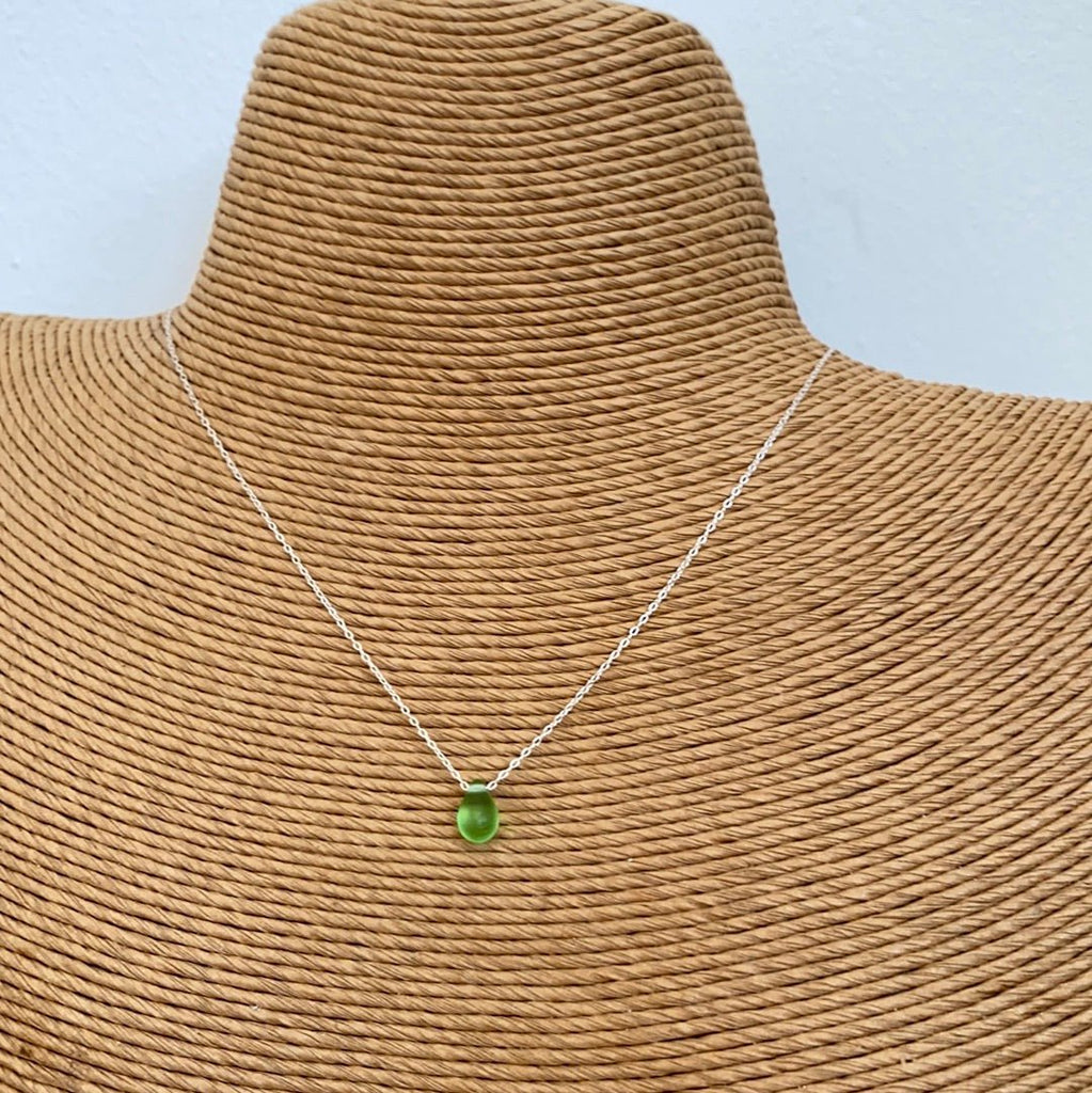 Silver Teardrop Necklaces - TDN004 - NECKLACE bottle green - Uneeka