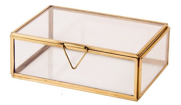 Single Compartment Glass & Antique Brass Finish Box - JBX04 - Uneeka