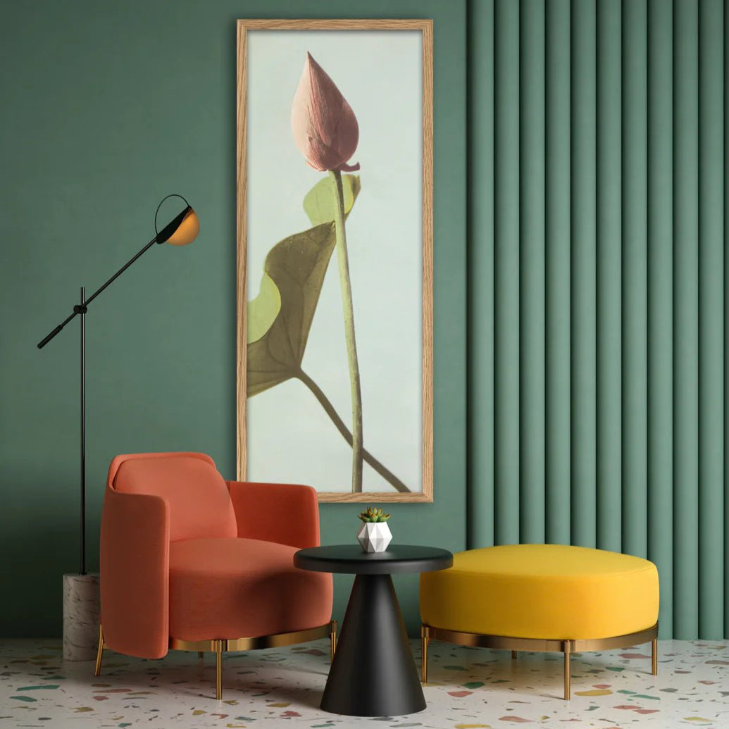 Single Lotus Flower Bud Framed Print - OFP 35x112 9004 - Uneeka