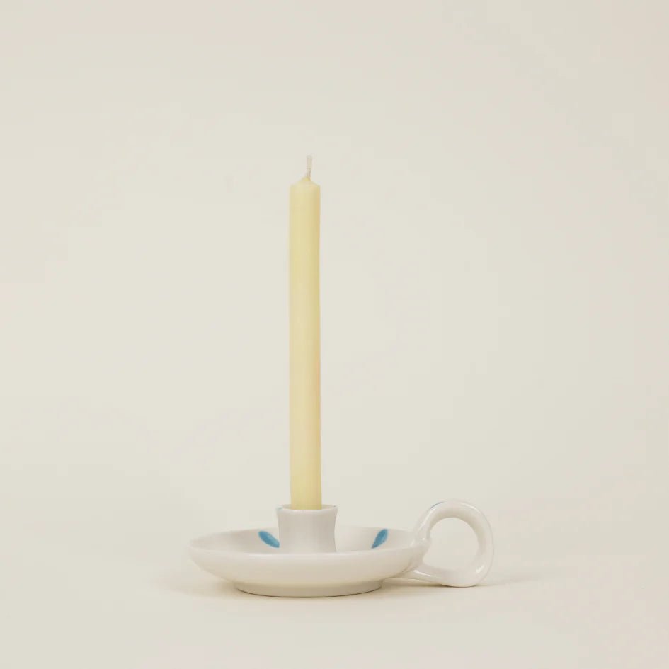St Eval Sky Blue Brushmarks Mini Candle Holder - F01352 - Uneeka