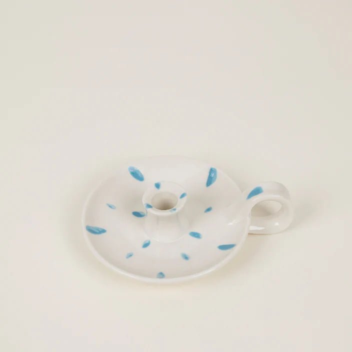 St Eval Sky Blue Brushmarks Mini Candle Holder - F01352 - Uneeka