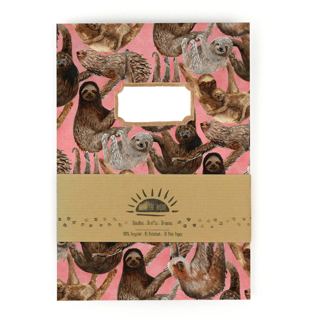 Sloth Print A5 Notebook - Sleuth of Sloths Print A5 Notebook - Uneeka